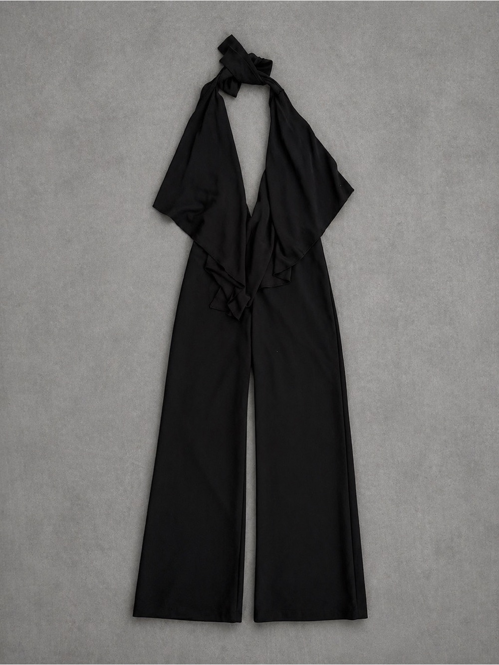 Black Halter Wide-Leg Jumpsuit Size S